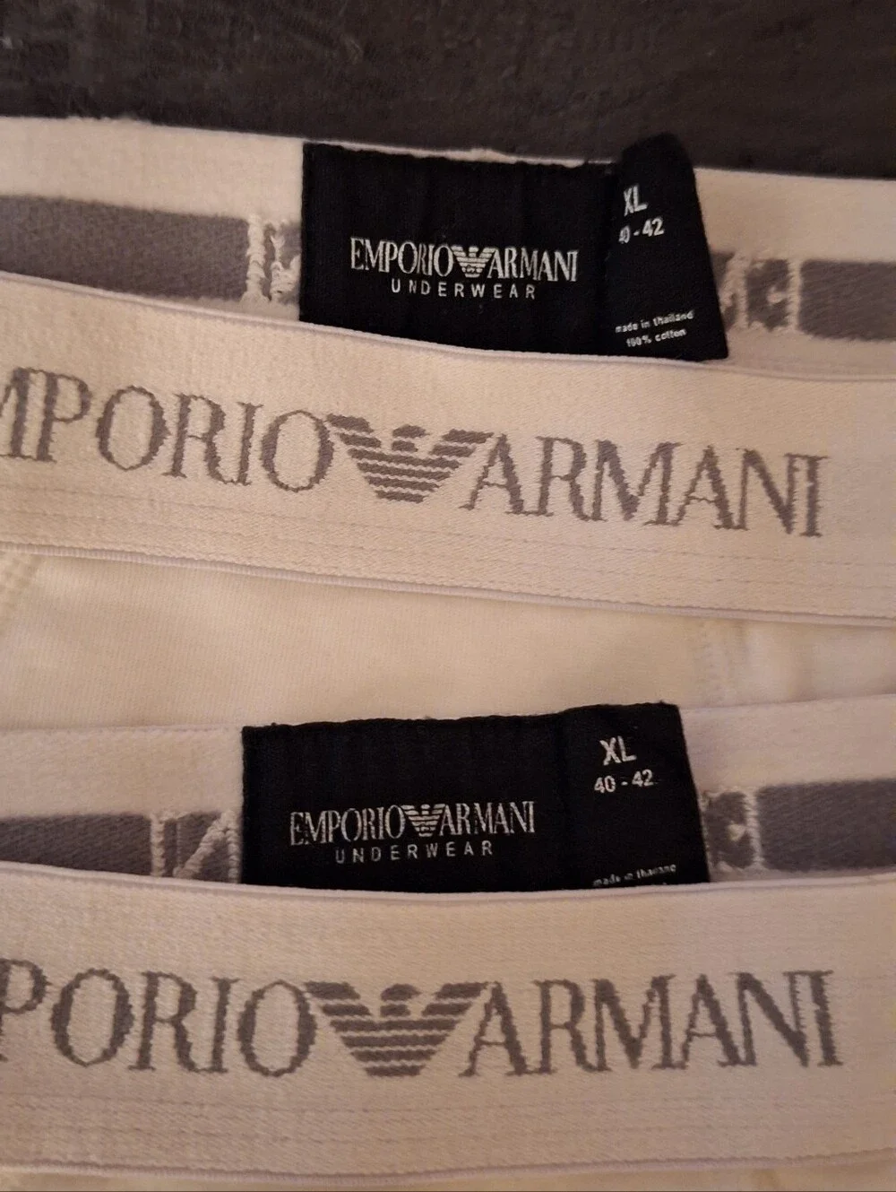 Emporio Armani White Men's Boxer Briefs with Silver Logo Waistband